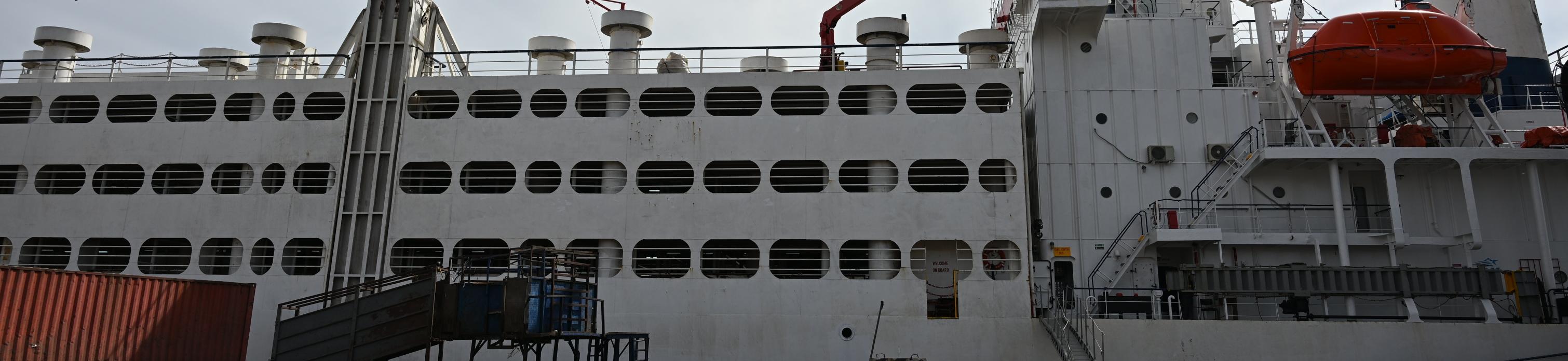 buque ganadero en el puerto de Montevideo