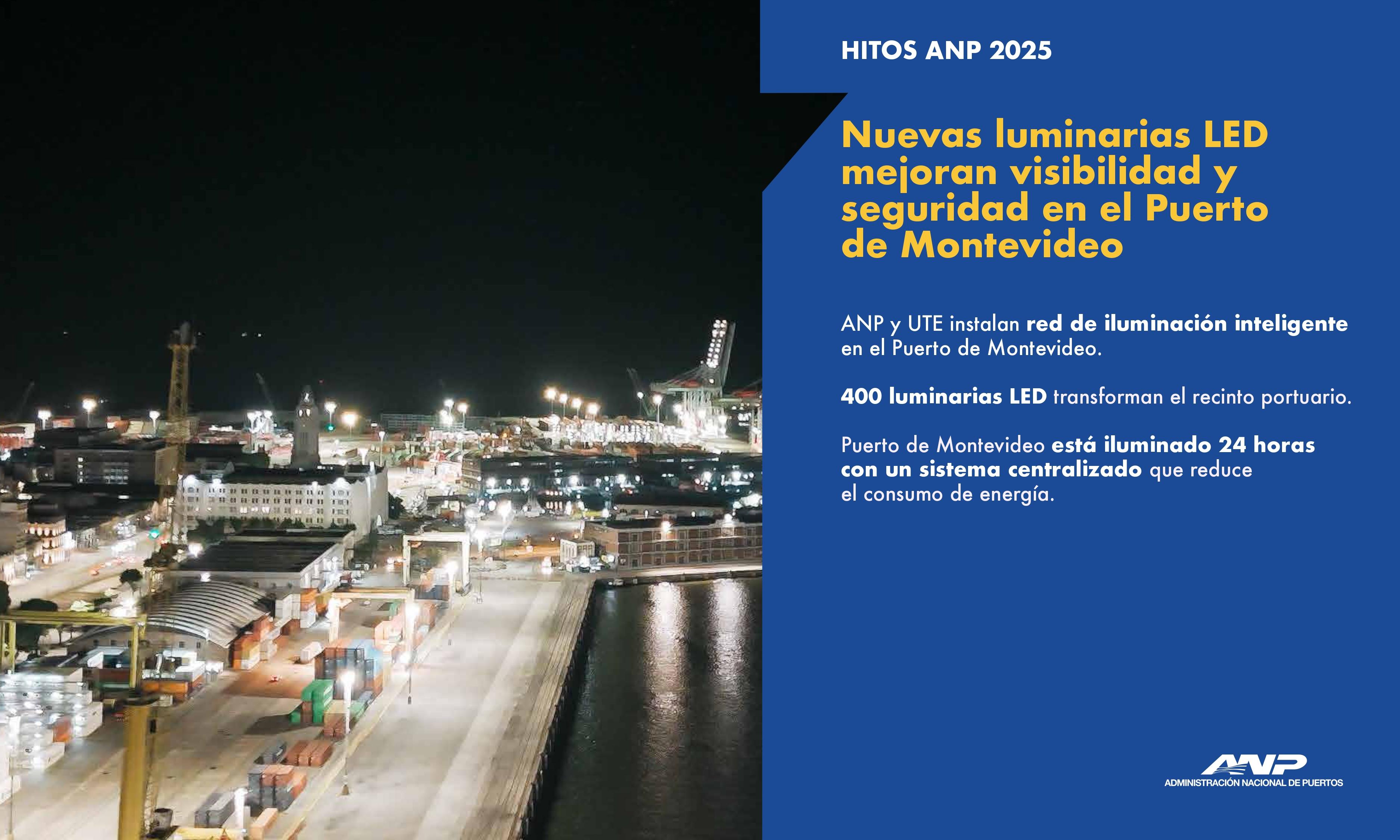 Nueva iluminación LED inteligente en el Puerto de Montevideo